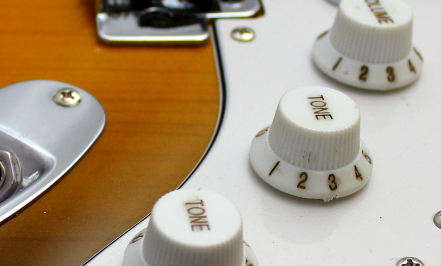 Close-up view of GWL Acoustic Guitar Dual Tone Controls