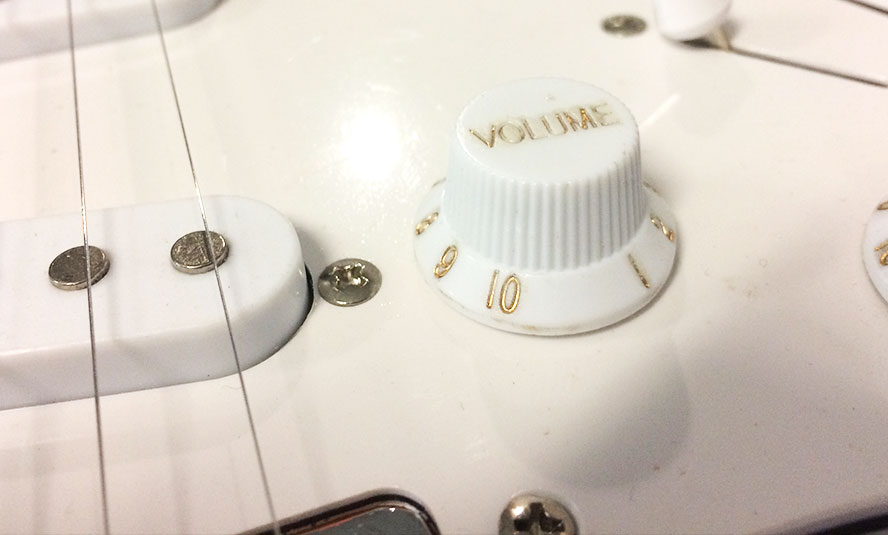 Close-up view of GWL Acoustic Guitar volume control